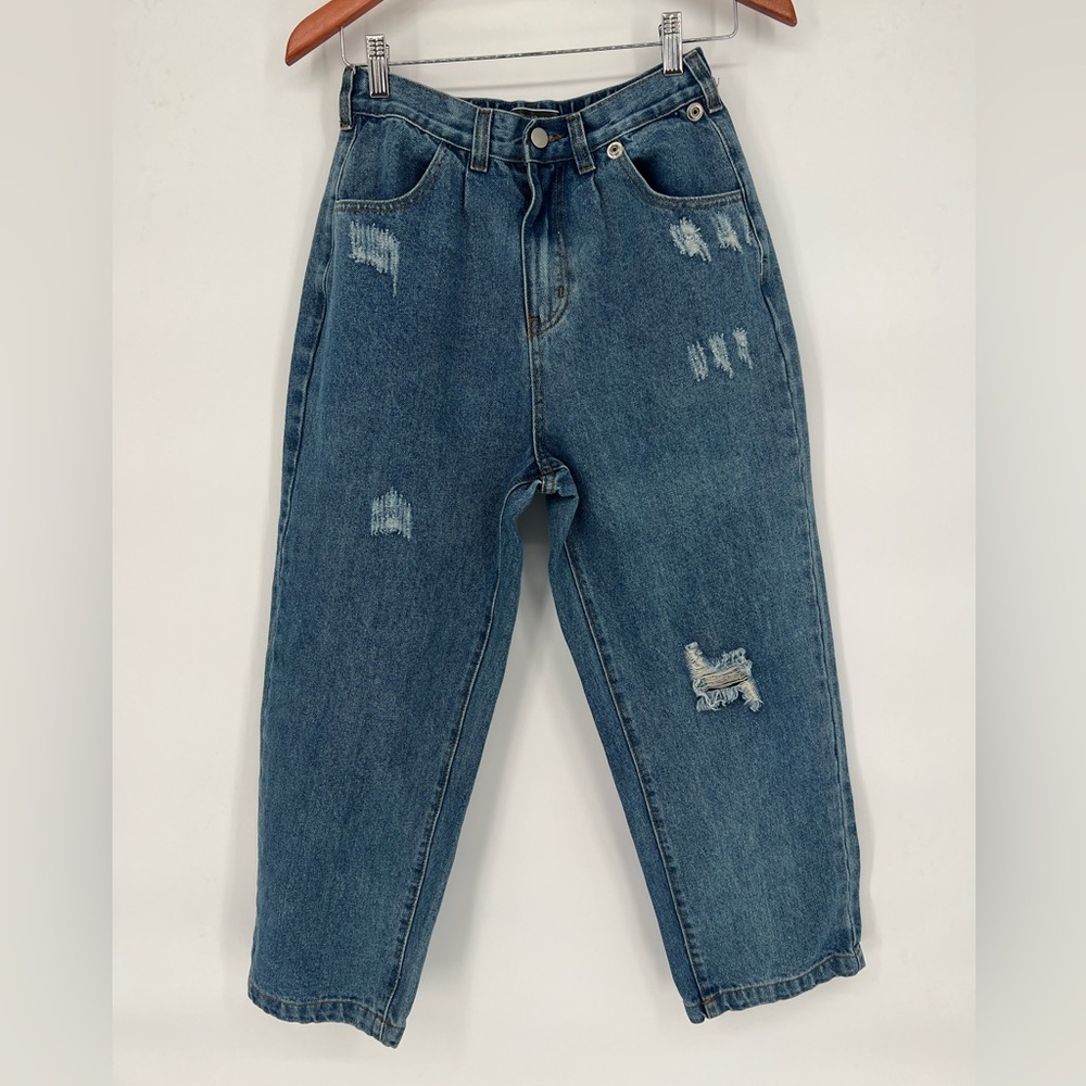 Blue Blush High Waisted Distressed Blue‎ Jeans Size M